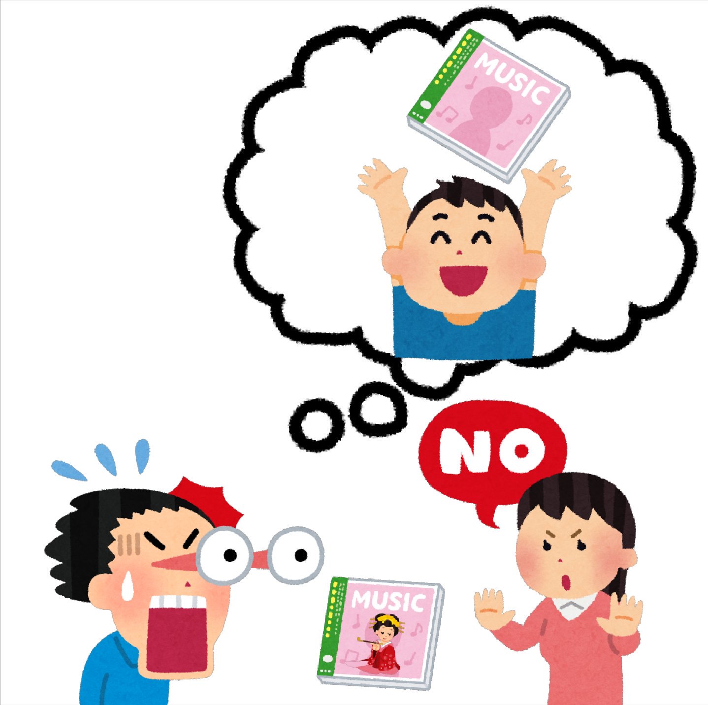 まいチクをいらすとやで再現 Dayukoume 再現難易度 使ったイラスト 6枚 ふきだしのイラスト プレゼントをもらって 喜ぶ男の子 音楽cdのイラスト 驚いて目が飛び出る人のイラスト 男性 花魁のイラスト 断っている女性のイラスト まいにちチクショー