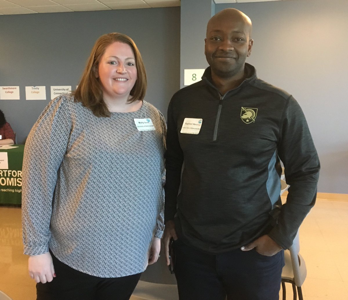 HartfordPromise's tweet photo. College admissions reps have started arriving. Reps from @AmherstCollege @swarthmore @uconn @UConnHartford @WestPoint_USMA @USJCT, thank you for being here! #PromiseCollegeDay https://t.co/KBsP71JWrL