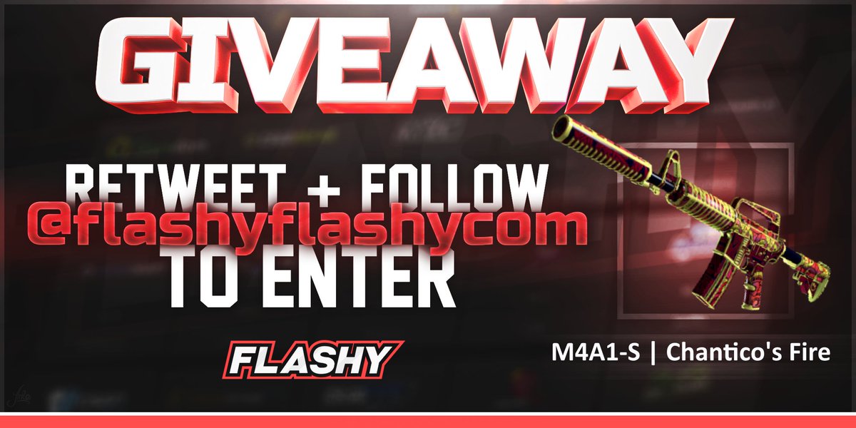 🔥 24H GIVEAWAY !!! 🏆 M4A1-S | Chantico's Fire !

To win:
🔻 Visit to support us: flashyflashy.com
🔻 Visit for more raffles: flashyraffles.com
🔻 Retweet
🔻 Follow us
🔻 Turn on twitter notifications

#flashyflashy #giveaway #csgoskins #CSGOGiveaway