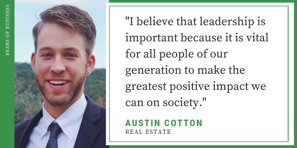 Baylor_Business's tweet photo. Meet Austin Cotton, a senior Real Estate major from Austin, Texas! #BearsofBusiness #WhyHSB #BaylorBusiness https://t.co/fSnhYWjw1B