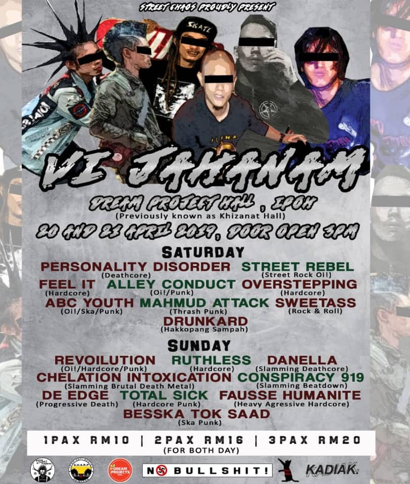 Jenn_Thompson's tweet photo. #PERAK April20&21 VI JAHANAM 3pm DreamProjectsHall (formely @khizanat_hall) ft.
SATURDAY
#PersonalityDisorder #StreetRebel #FeelIt @oversteppingmy #MahmudAttack @sweetasshc ++
SUNDAY
#Revoilution #Ruthless @DANELLA_MY @ChelationBand @Deedgeofficial @FausseChaos #BesskaTokSaad ++ https://t.co/SgS7kQ8gP9