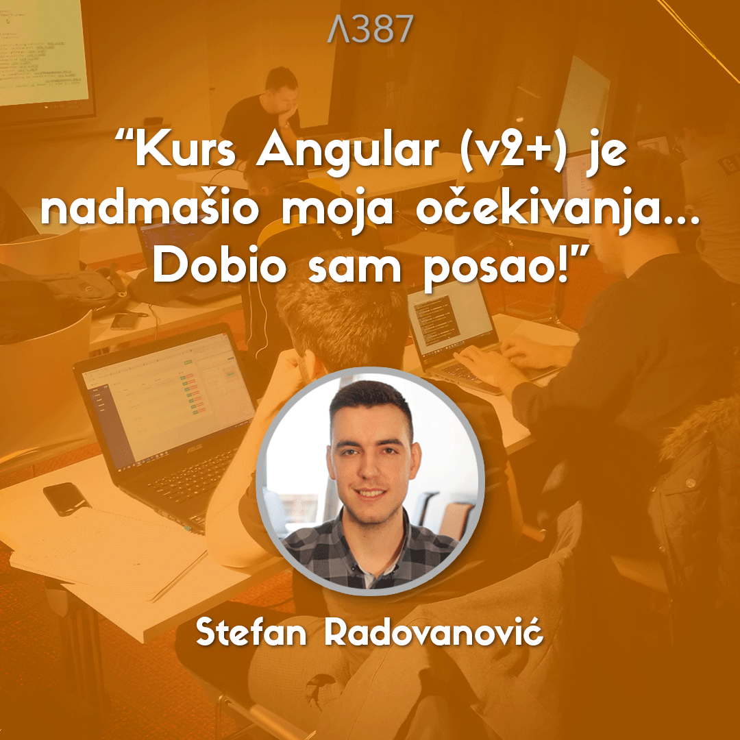 Poznaješ osnove #javascript ili nekog drugog programskog jezika i zanima te #Angular?

Stefan je nakon našeg kursa Angular (v2+) dobio posao u kompaniji 2amigos - prijavi se i saznaj kako: bit.ly/angular_v2

#jobs #posao #programiranje #programming #js #framework #Sarajevo