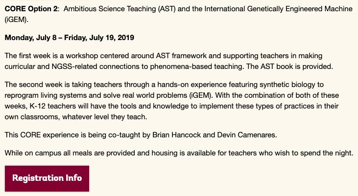 JBrianHancock's tweet image. This July @almacollege is again hosting #STEM camps for elementary, middle, and high school students, as well as an #AmbitiousScienceTeaching &amp;amp; #iGEM workshop with secondary teachers! Join us from JULY 8 - 19. Stipend &amp;amp; supply $$, room &amp;amp; board provided! alma.edu/offices/confer…