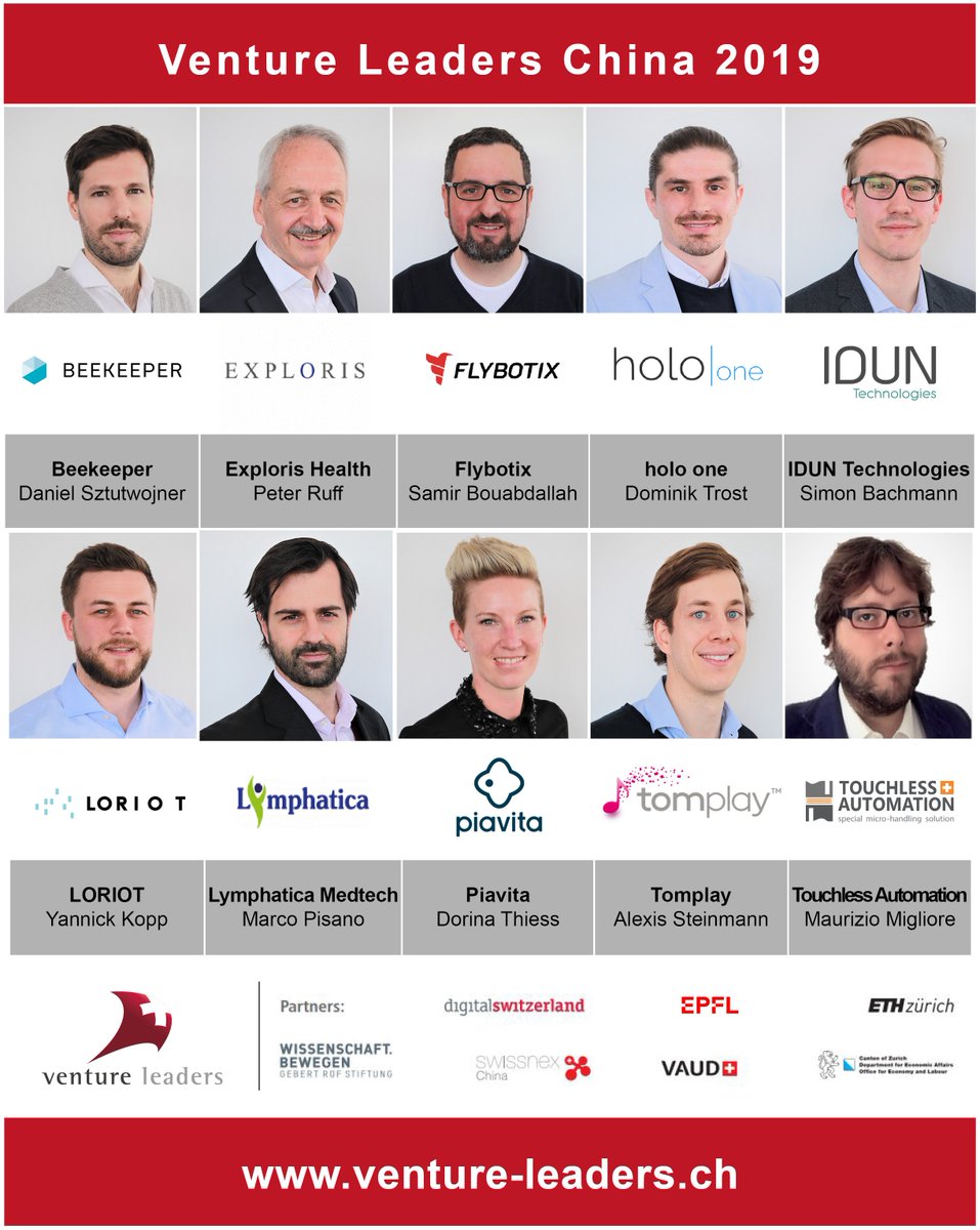 Get ready #China! These 10 Swiss startups just won a 10-day #fundraising roadshow in 5 Chinese mega-cities and the summer #WEF. Meet the entrepreneurs in Zurich in May bit.ly/2VPJFQm then Hong Kong, Shenzhen, Shanghai, Dalian and Beijing.