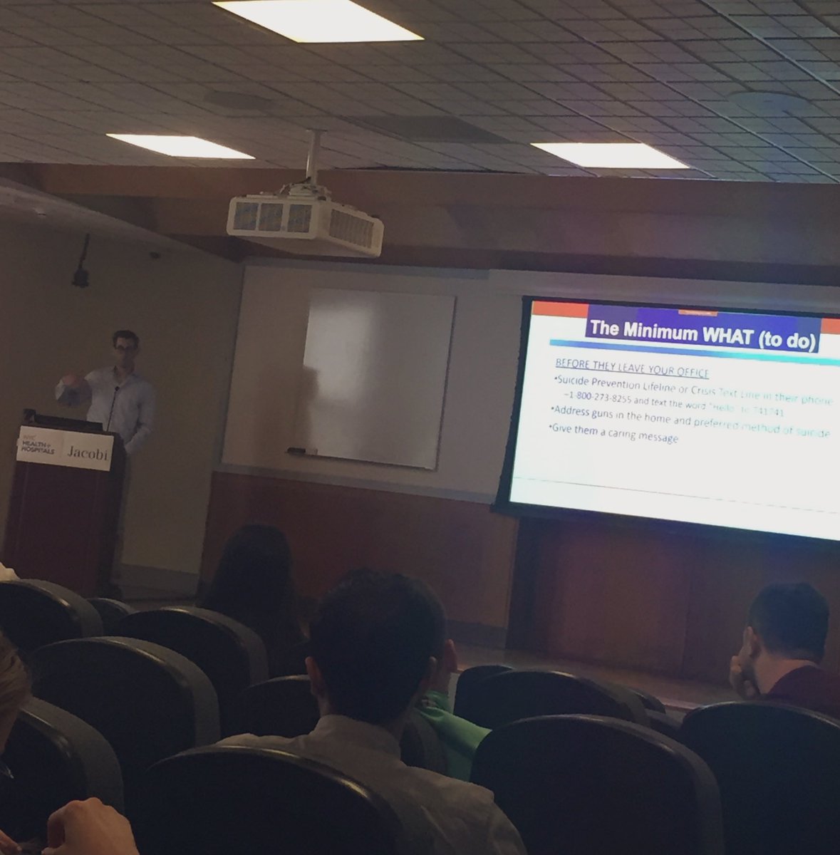 Suicide Prevention Lifeline: 1-800-273-8255

Suicide Safer Care training by Thomas McCarry at Jacobi Medical Center #mentalhealth #suicidesafercare