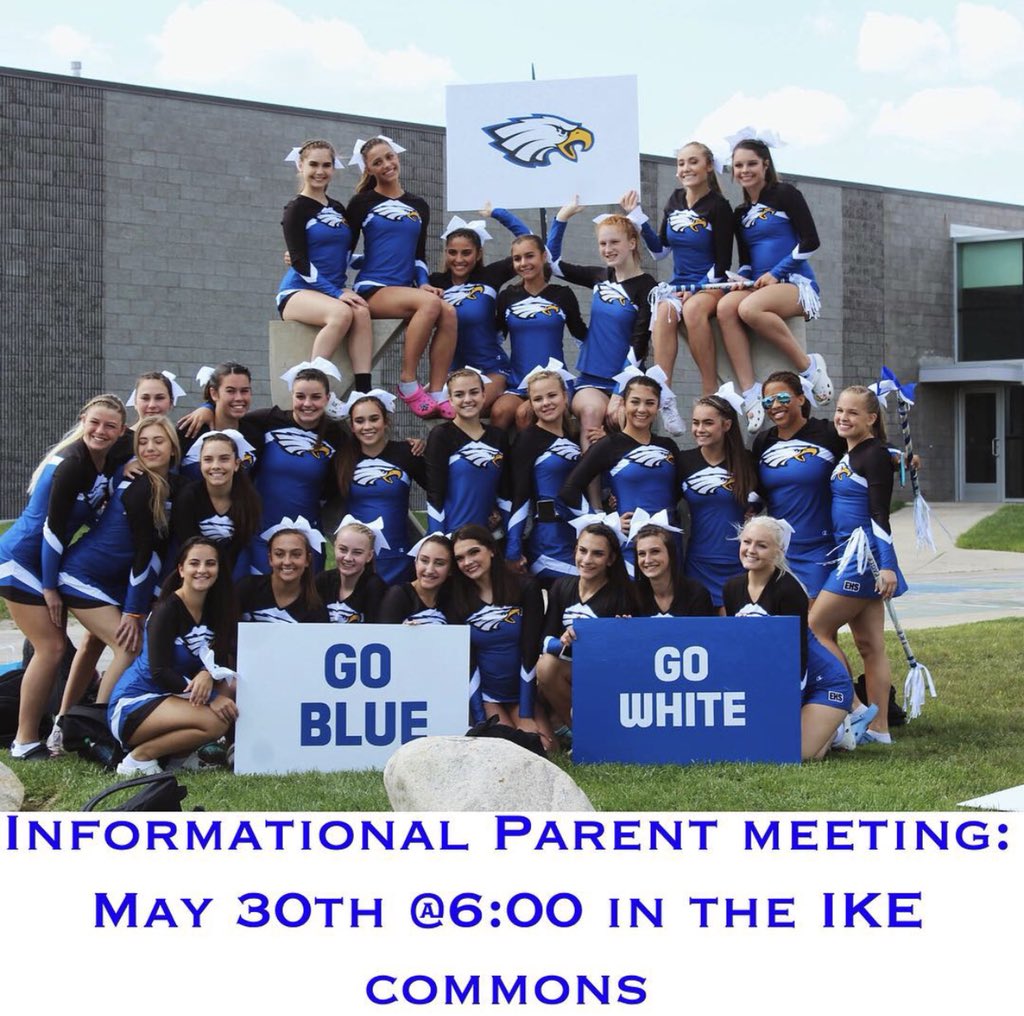 7 weeks until tryouts!! There is a parent informational meeting May 30th at 6:00 in the IKE commons to anyone who is interested in trying out this upcoming sideline season. We are excited to see you there!!💙🦅