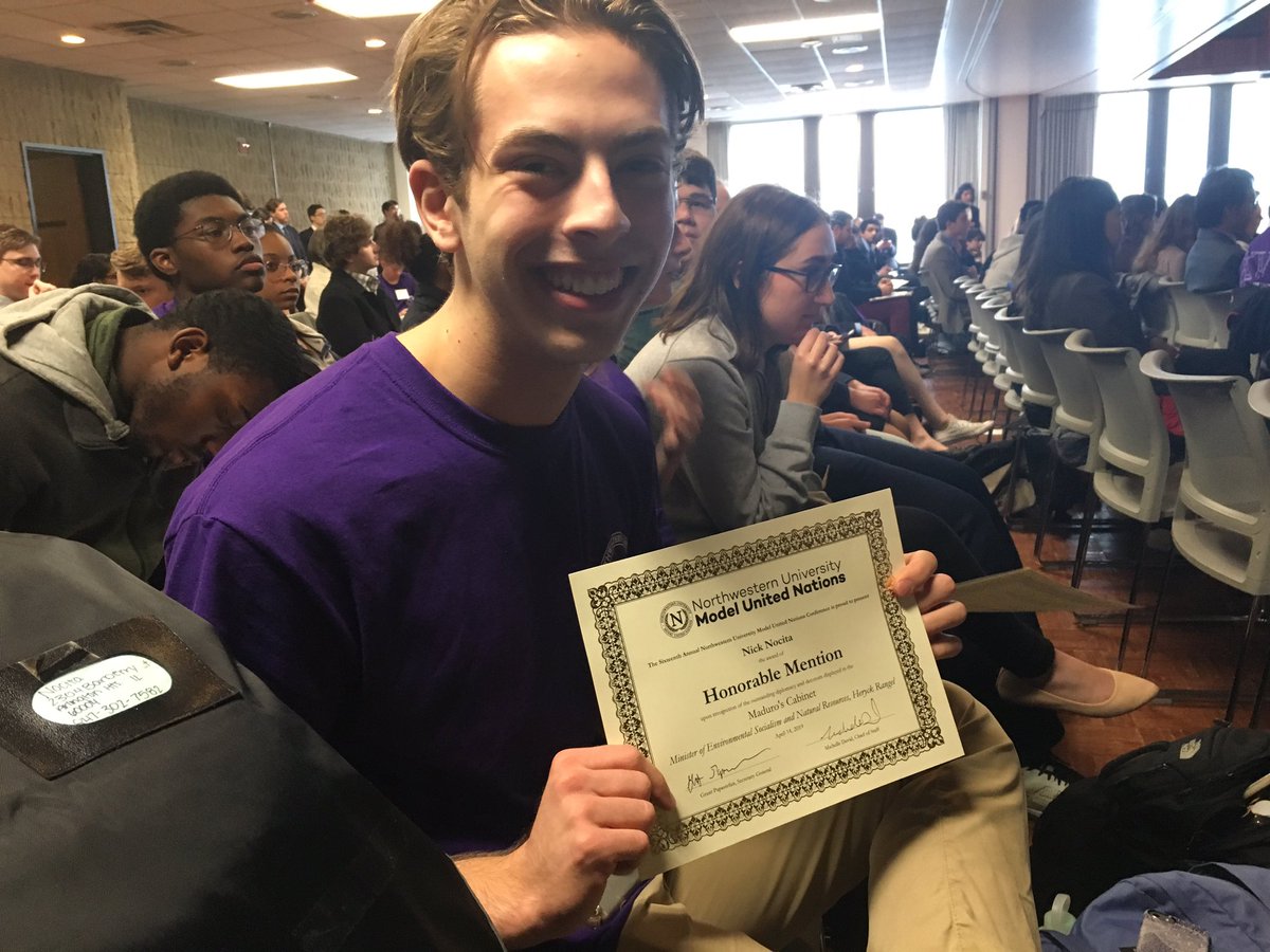 TomSmith214's tweet photo. Congratulations to Hersey’s award winners at the Northwestern University Model UN: Nick Nocita, Karolina Groszewska, Madeline Graf, and Grace Niemiec! @HerseyHuskies  @District214  @JhhsDebate https://t.co/ZUnPJwC3yB
