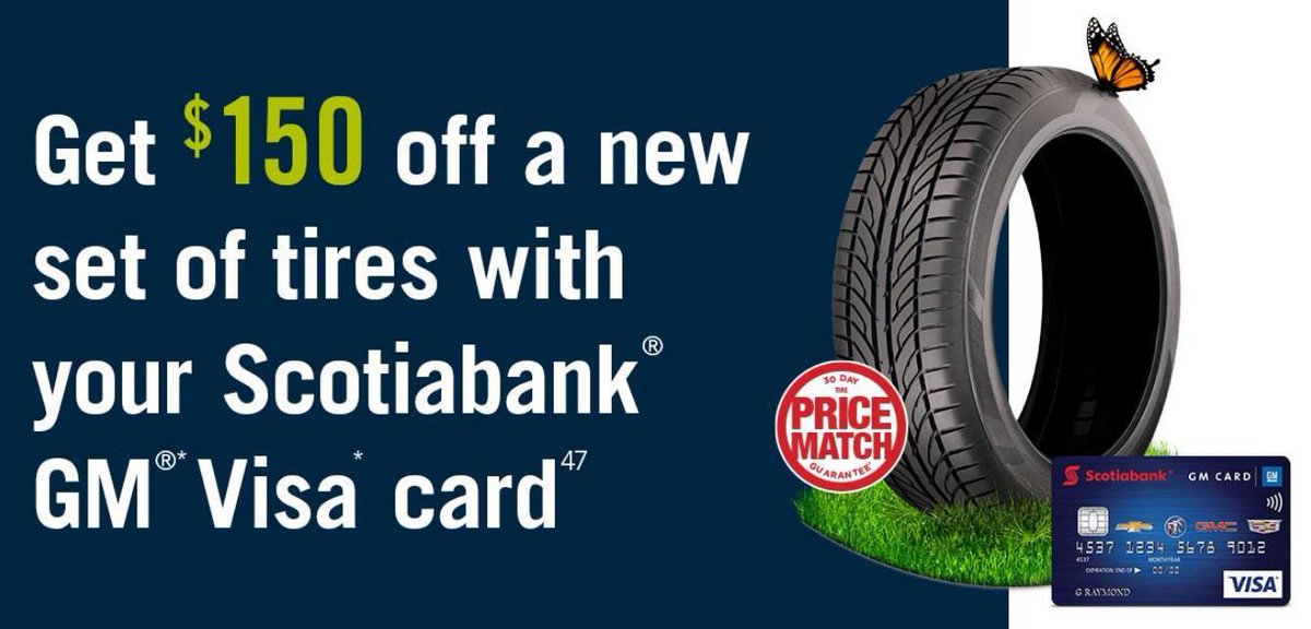 SherwoodChev's tweet photo. Right now you can get $150 off a new set of tires with your Scotia Bank GM Visa Card. Check all promotions here: https://t.co/BLctQ58dGu #Saskatoon #Yxe #Sask https://t.co/d53cZg3l7k