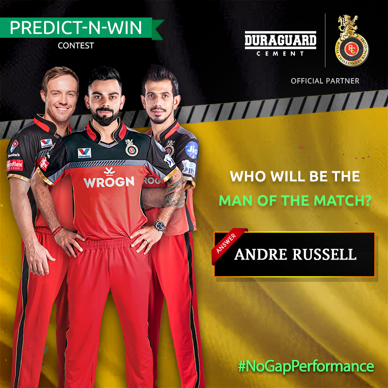 NuvocoVistas's tweet photo. #PredictandWin #ContestAlert 
Here's the correct answer. #KKRvsRCB
#IPL2019 #NoGapPerformance #Nuvoco
Like our page and keep participating to win attractive prizes. https://t.co/QTZCvu6Euv