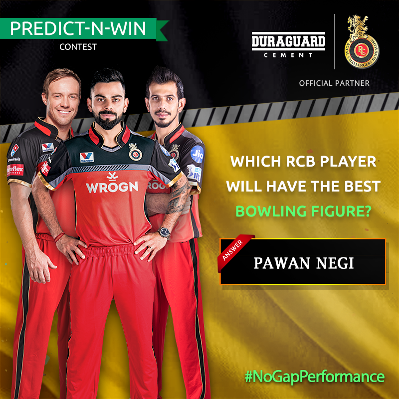 NuvocoVistas's tweet photo. #PredictandWin #ContestAlert 
Here's the correct answer. #KKRvsRCB
#IPL2019 #NoGapPerformance #Nuvoco
Like our page and keep participating to win attractive prizes. https://t.co/QTZCvu6Euv