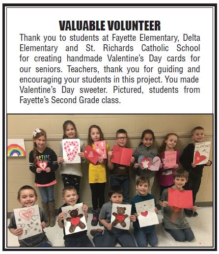 FultonCounty_OH's tweet image. Valuable Volunteers: Thank you to Fayette Elementary, Delta Elementary and St. Richards Catholic School for making Valentine's Day Sweeter by creating handmade  cards for our Fulton County Seniors!
