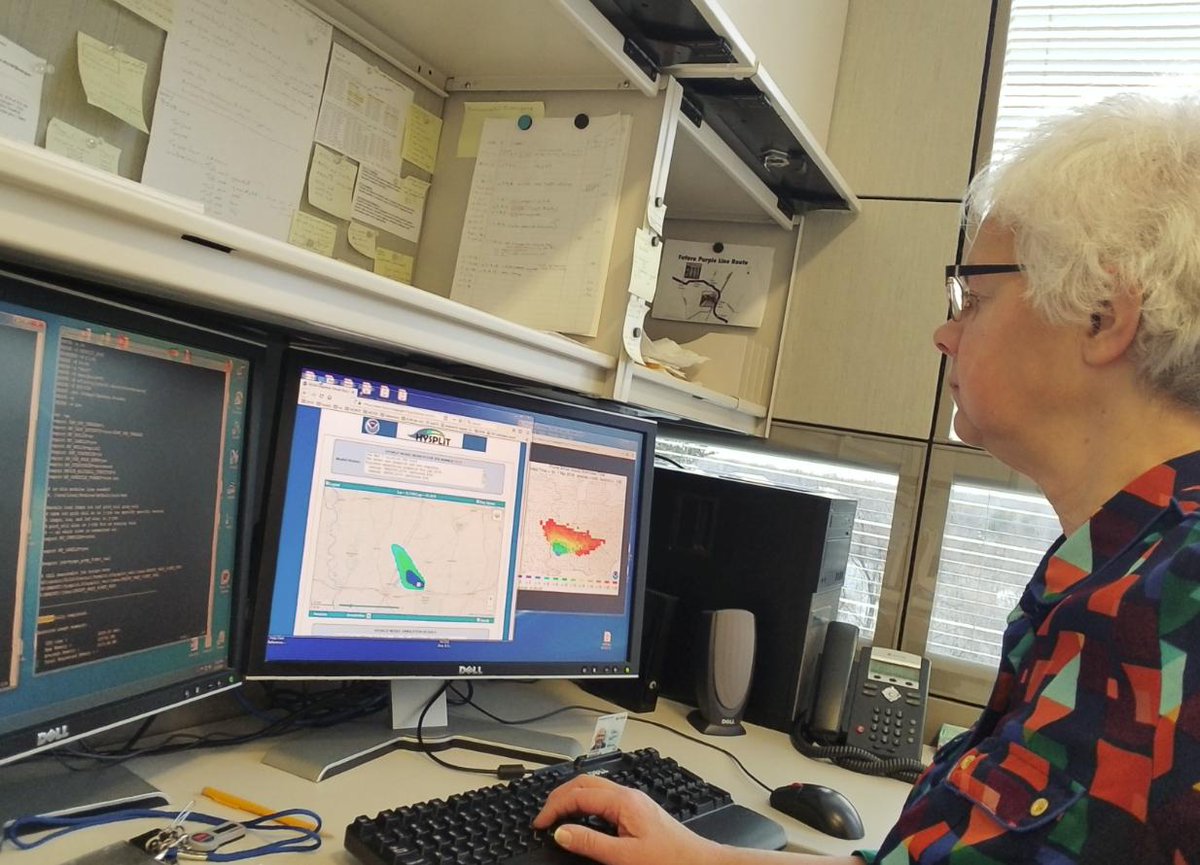 Dr. Barbara Stunder works at her desk on NOAA's HYSPLIT model.