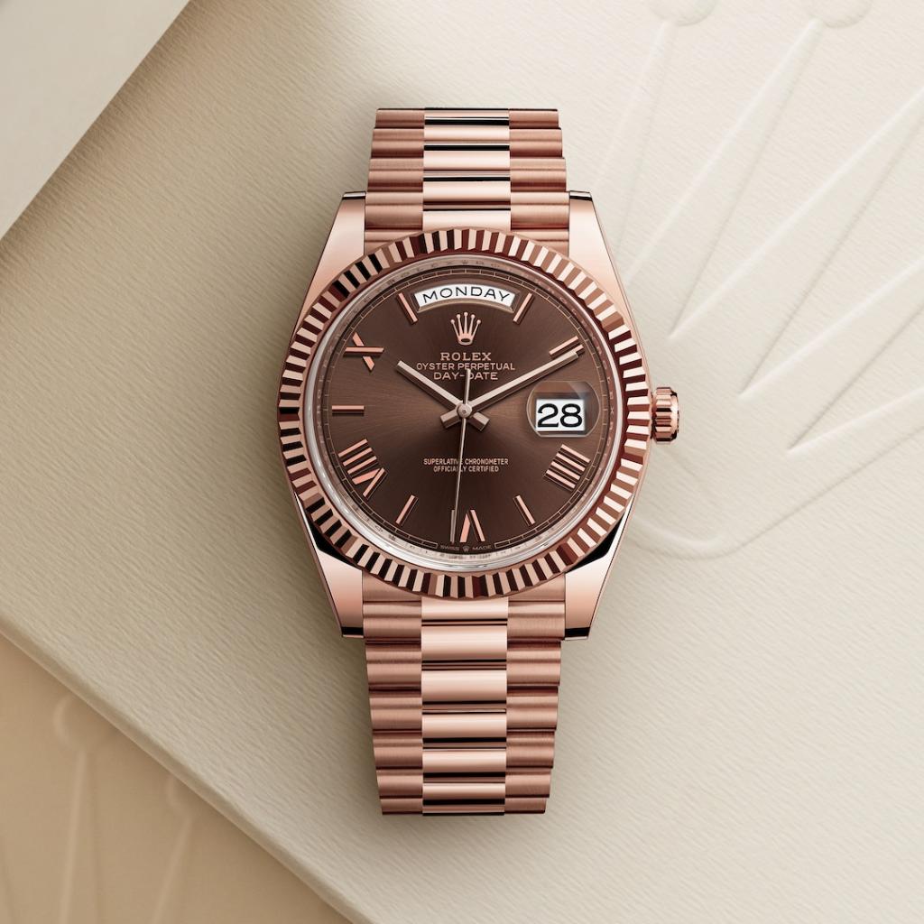 Bellagio Las Vegas On Twitter The Rolex Day Date 40 In Everose Complete With A 40 Mm Case Chocolate Dial And President Bracelet You Need This In Your Life Now Available At Tesorini