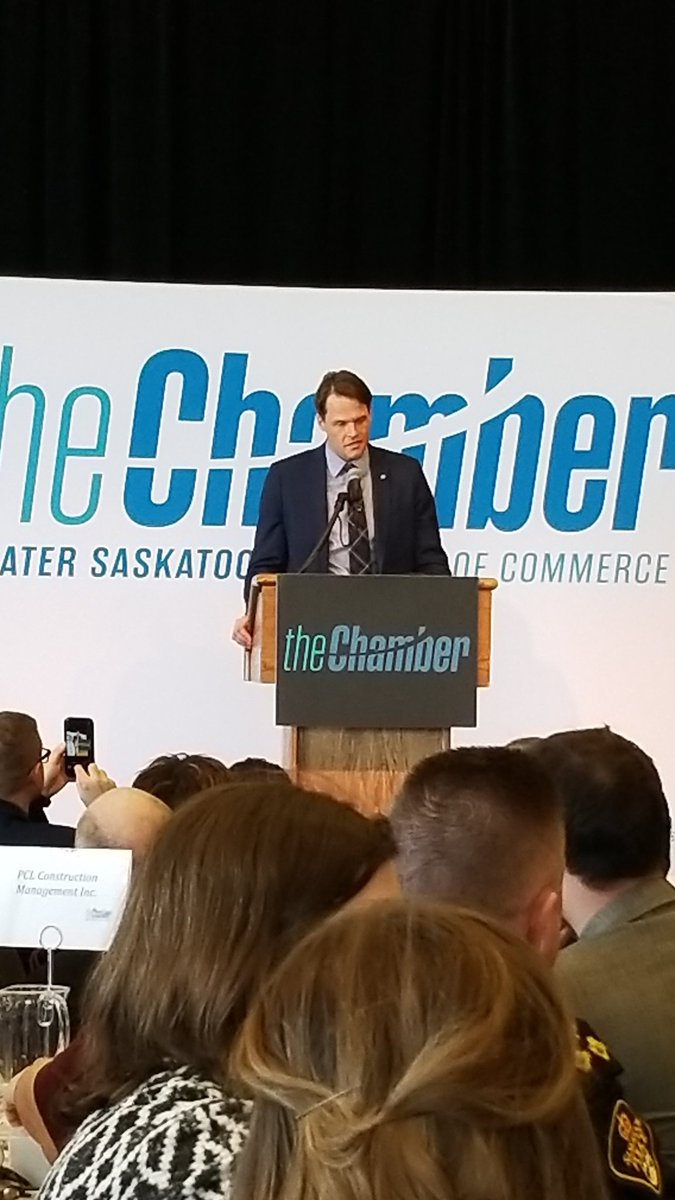 emmanuellem07's tweet photo. "Touchstone" state of the city address by Mayor @charlieclarkyxe for @StoonChamber. Recognizing first nations, family and the potential of our lovely city! @cityofsaskatoon https://t.co/oN6GJ9JWPA