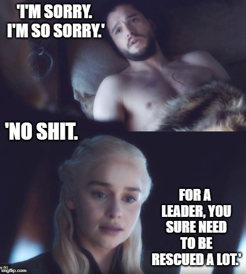 bingeofthrones's tweet photo. #S7E06 #GOT @GameOfThrones 

#Abs and #eyes, #Daenerys, keep focusing on the abs and eyes to distract you from his stupidity. 

#JonSnow #KitHarington #liability #Khaleesi @emiliaclarke #stillbinging #forthethrone, just the #seasonfinale up next, then on to #Season8 @HBO https://t.co/kGQCwPvz8c