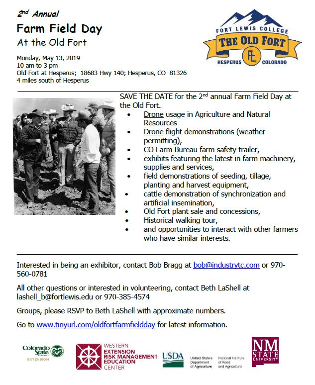 SWCOAgResearch's tweet photo. The Old Fort in Hesperus is having a Field Day on May 13! https://t.co/RtRlJ9C8NK