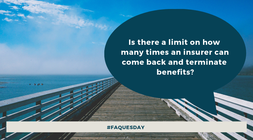 DavidPMartinEsq's tweet photo. No. An insurer can come back a few months or a few years later and terminate benefits, requiring the claimant to file an appeal and even a lawsuit if the appeal is denied. #FAQuesday https://t.co/OTDAyhWFhm