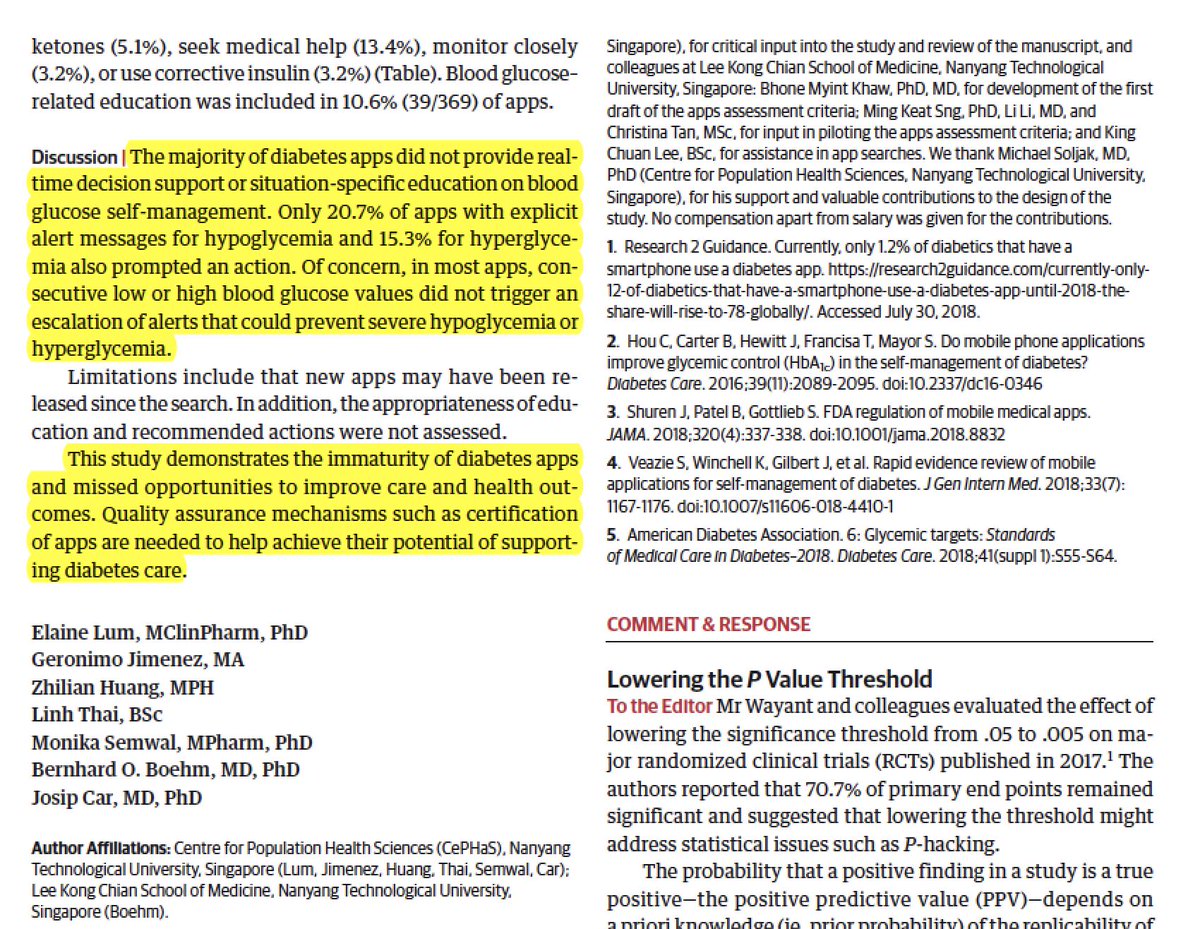EricTopol's tweet photo. "This study demonstrates the immaturity of #diabetes apps
and missed opportunities to improve care and health outcomes"
@ElaineLumx and colleagues @NTU_LKCMedicine 
https://t.co/PAV1i5j0A6
@JAMA_current #T2D #DigitalHealth https://t.co/Yx9ZXAoSjZ