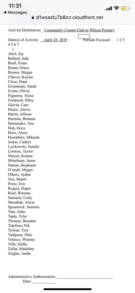 Attached is the travel list for the final trip to Wilson this year this Thursday, April 18!