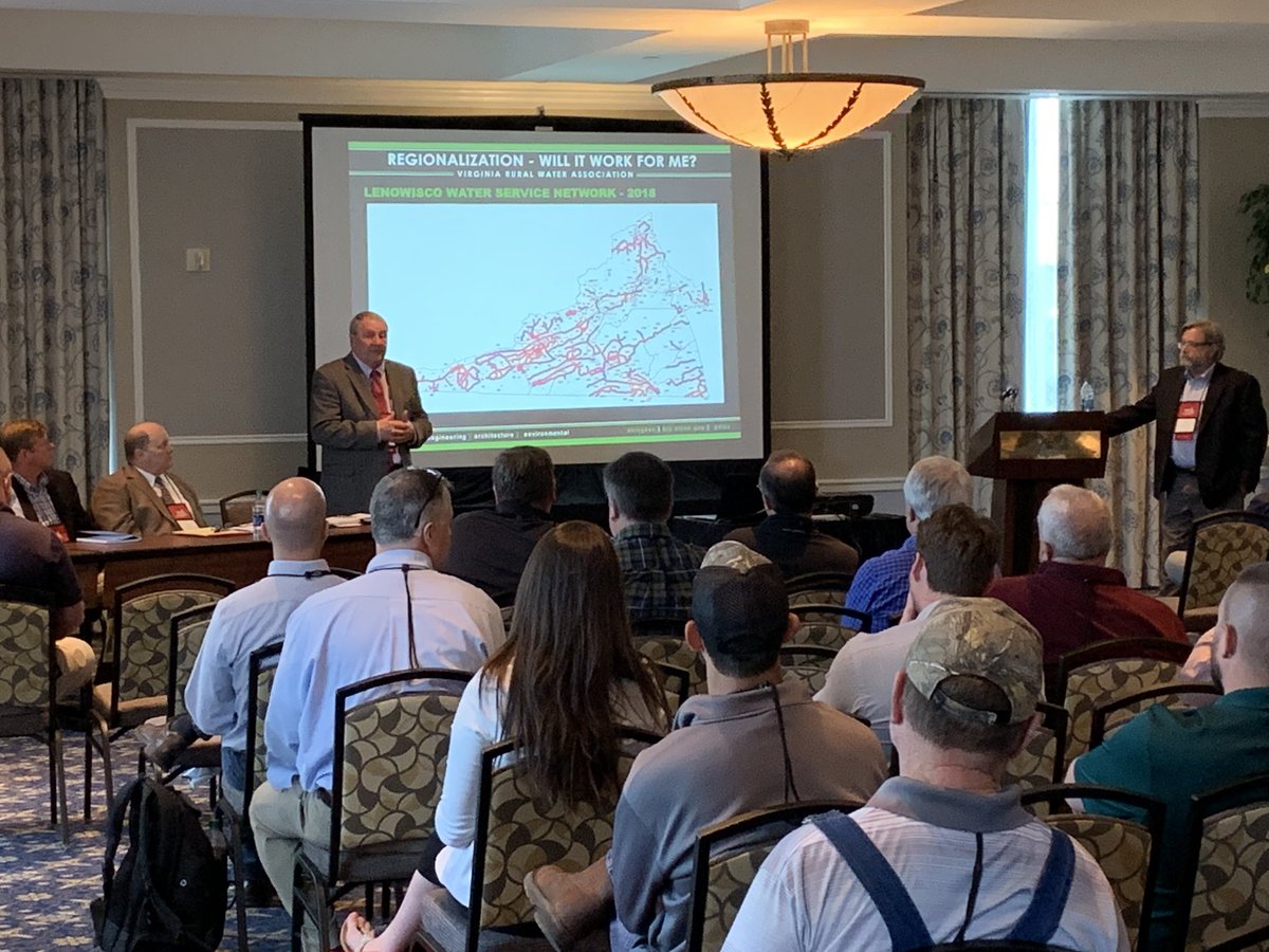 TheLaneGroup2's tweet photo. TLG’s Bobby Lane and Jeff Cochran leading a discussion on regionalization at the Virginia Rural Water Conference.  TLG is proud to work with dedicated clients and funding agencies to provide safe and reliable water to residents of rural communities. https://t.co/bG4BFbHpaR