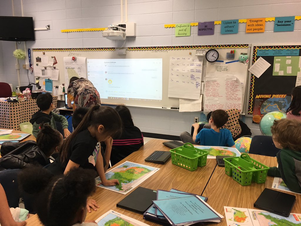 lynnearlyteach's tweet photo. Thank you @suzylolley for setting up two @MicrosoftEDU mystery Skype sessions for @mimosatag @FCSTAG Our map skills got a work out today. https://t.co/Cl57DmYv9w