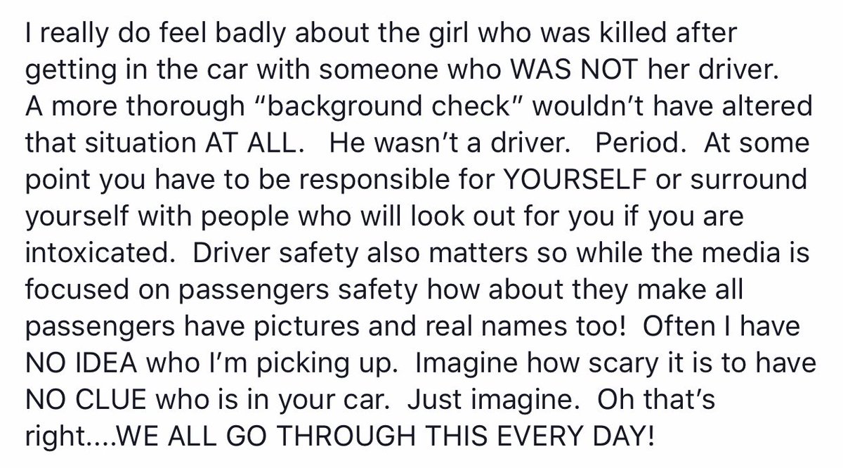 outrideshare's tweet photo. Passenger responsibility is not valued by rideshare companies because they rather baby their cash cows then tell them they need to check their passenger app to properly identify their driver &amp; car. #uber #lyft https://t.co/YzsjwQJ3Ko