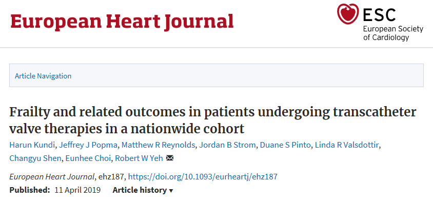BIDMC Smith Center (@smithbidmc) on Twitter photo New in <a href="/ESC_Journals/">European Society of Cardiology Journals</a>, <a href="/HarunKundi/">Harun Kundi, MD, MMSc</a> and colleagues demonstrate improved prediction of short- and long-term mortality in older patients in the US undergoing transcatheter mitral valve repair or TAVR using the ICD-10 based Hospital Frailty Risk Score: bit.ly/2Gi9Qsa New in <a href="/ESC_Journals/">European Society of Cardiology Journals</a>, <a href="/HarunKundi/">Harun Kundi, MD, MMSc</a> and colleagues demonstrate improved prediction of short- and long-term mortality in older patients in the US undergoing transcatheter mitral valve repair or TAVR using the ICD-10 based Hospital Frailty Risk Score: bit.ly/2Gi9Qsa