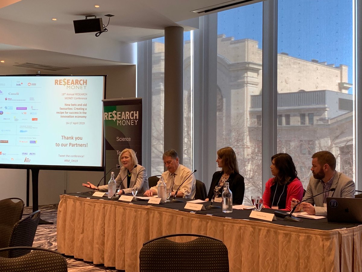 PierreNormand10's tweet photo. Dr Roseann O’Reily Runte ⁦@InnovationCA⁩ President &amp; CEO moderating a panel on interdisciplinary research at the #RM_Ott19 Panelists are bringing interesting definitions of what interdisciplinary research is https://t.co/ArxK5S1Oud