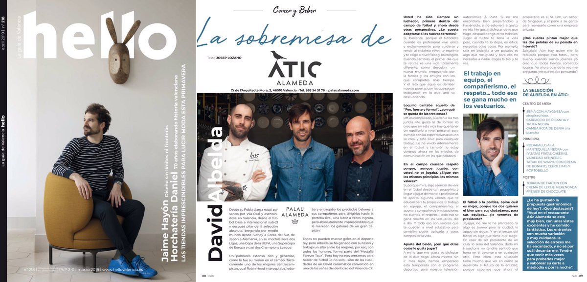 nilcomunicacion's tweet photo. La sobremesa de Àtic @palaualameda con @DavidAlbelda6 en el numero de #abril de @hello_valencia
#prensa #gastro #DavidAlbelda #Valencia #actualidad #HelloValencia #PalauAlameda
https://t.co/u0NNUwhEXK https://t.co/Z46CM5kHcu