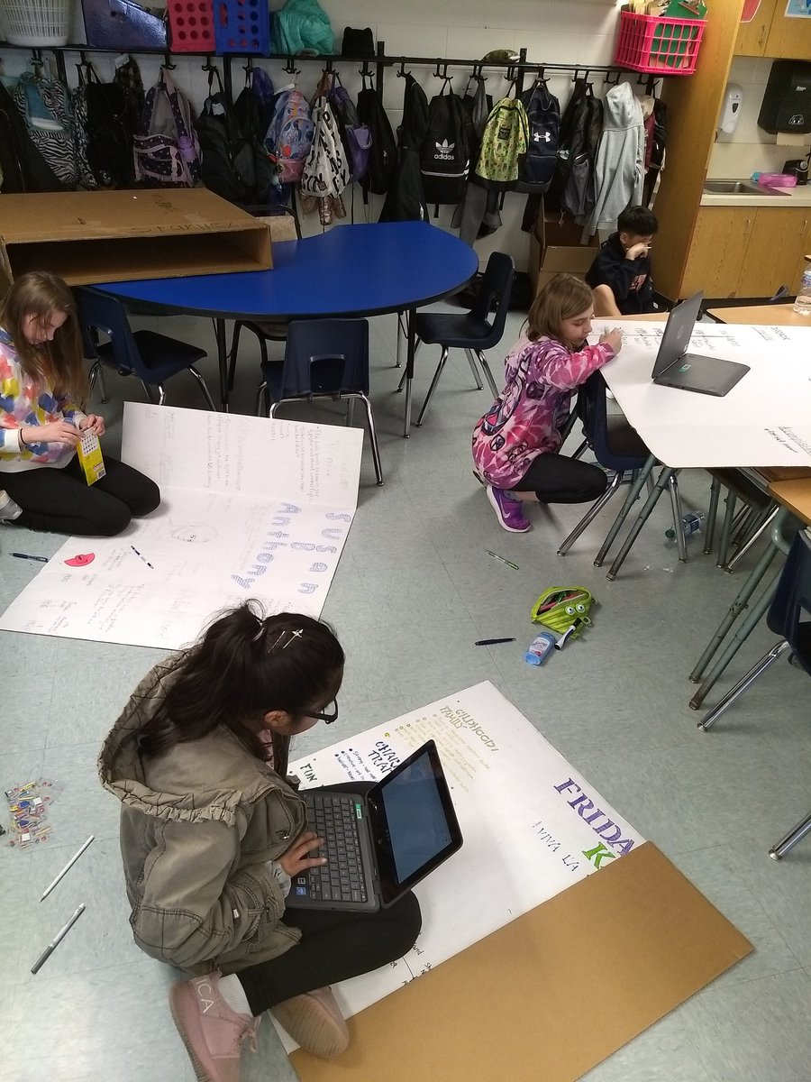 LaurieStanley21's tweet photo. @KilmerSchool_5 getting ready for #waxmuseum. Visit us at Portfolio Night 4/24 in the MPR. #21learns https://t.co/m4Wgr5r3sK