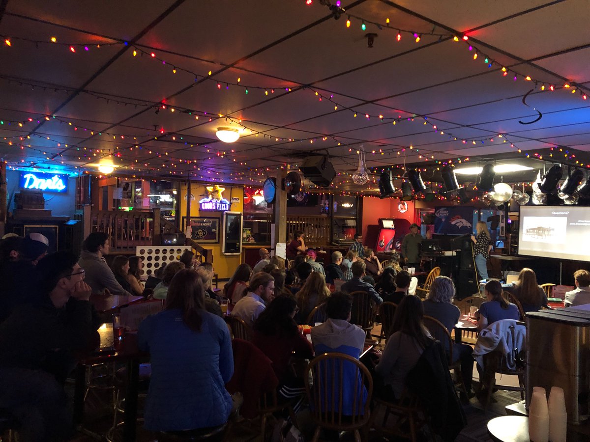PACBoulder's tweet photo. Thanks to all the #nerds who made it to #NerdNightBoulder last night, and to our amazing speakers @AEBraswell @jumpin_genes @GregoryCusack!! @CUBoulder Science=fun!  #becausescience #scicomm #scienceisforeveryone #yesscience https://t.co/nPsqTBObfj