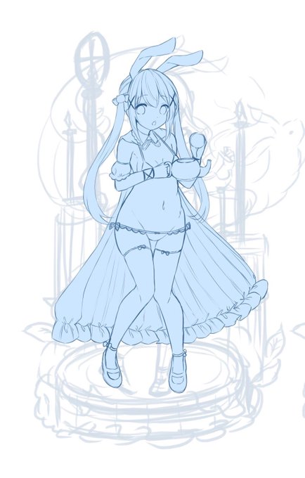 露出の多い世界線のチノちゃん描き始めた 