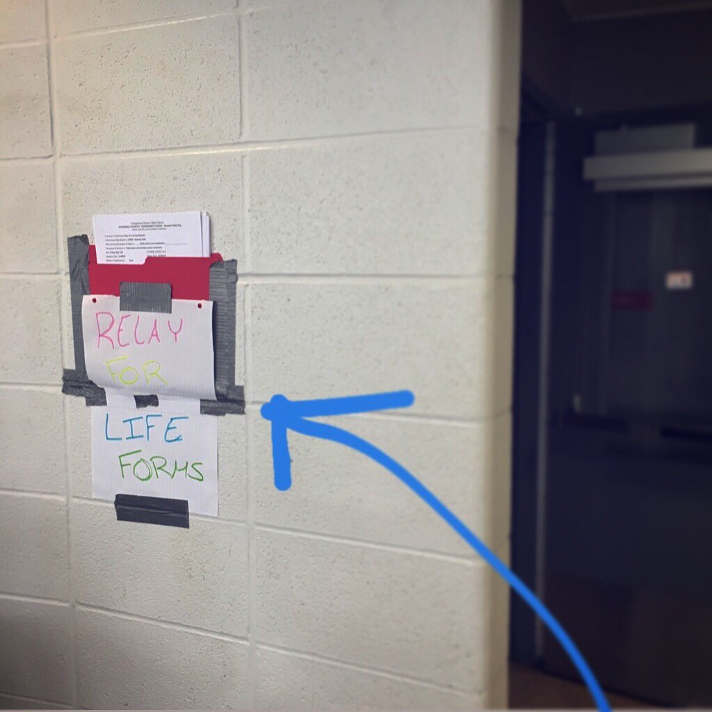 relay_gdhs's tweet photo. Don't forget to grab a permission form for Relay for Life! You can find them in the cafeteria!! #relayforlife https://t.co/koVqWlujHW