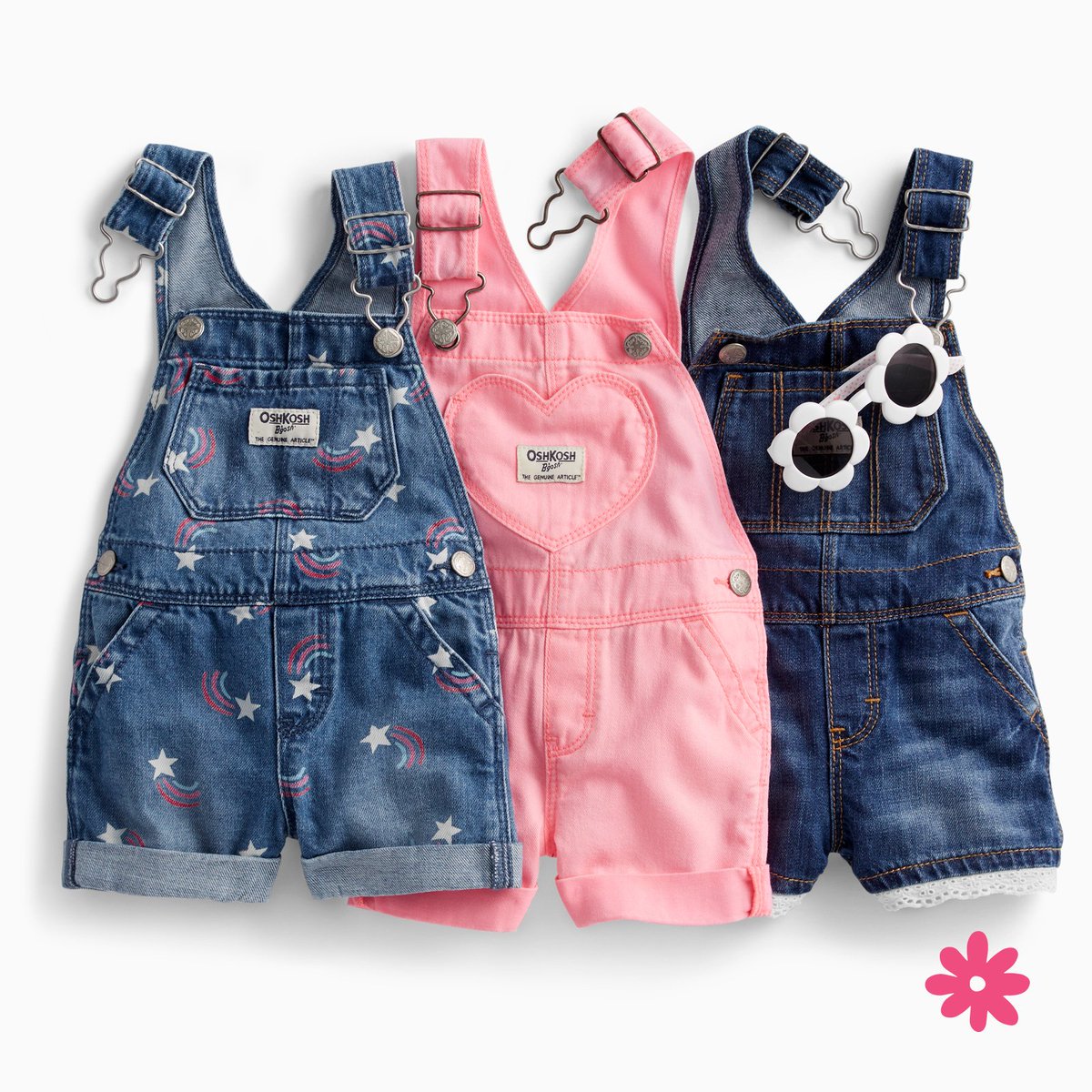 OshKoshBgosh's tweet photo. Our Worldβs Best Overalls are in for summer and are nothing short of amazing! #shootingstars #heartpockets #eyelet #overalls #oshkoshkids https://t.co/Ma9buxGfKl https://t.co/n4AvrFxGrB
