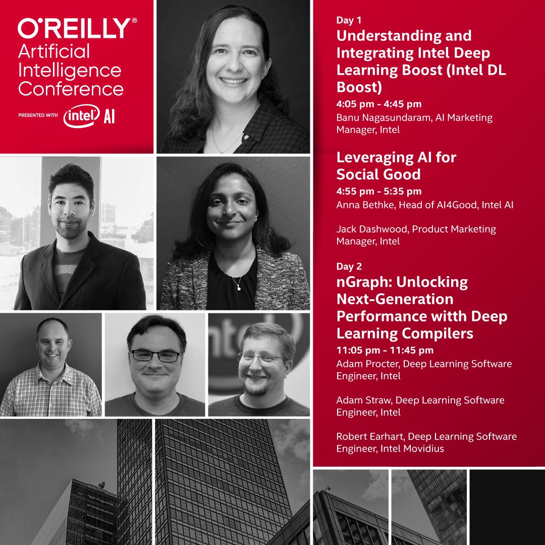IntelAI's tweet photo. At #TheAIConf in NYC? Don't miss these sessions on #AI4Good, Intel DL Boost, and #nGraph, featuring #intelAI's @data_beth, @JackRDashwood, @bnagasun, Adam Procter, Adam Straw, and Robert Earhart:
https://t.co/mKZKy7OCS8 https://t.co/7XL8x2PiIa