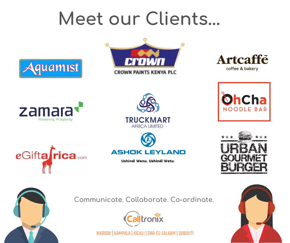calltronix's tweet photo. Since we started our journey in 2017, we continue to provide excellent service to our list of clients, making Calltronix the fastest growing BPO in the industry.
#CrownPaints #Artcaffe #Aquamist #Zamara #Ocha #UrbanGourmetBurgers #egiftafrica #Calltronix @truckmartafrica https://t.co/TPqTazI1YP
