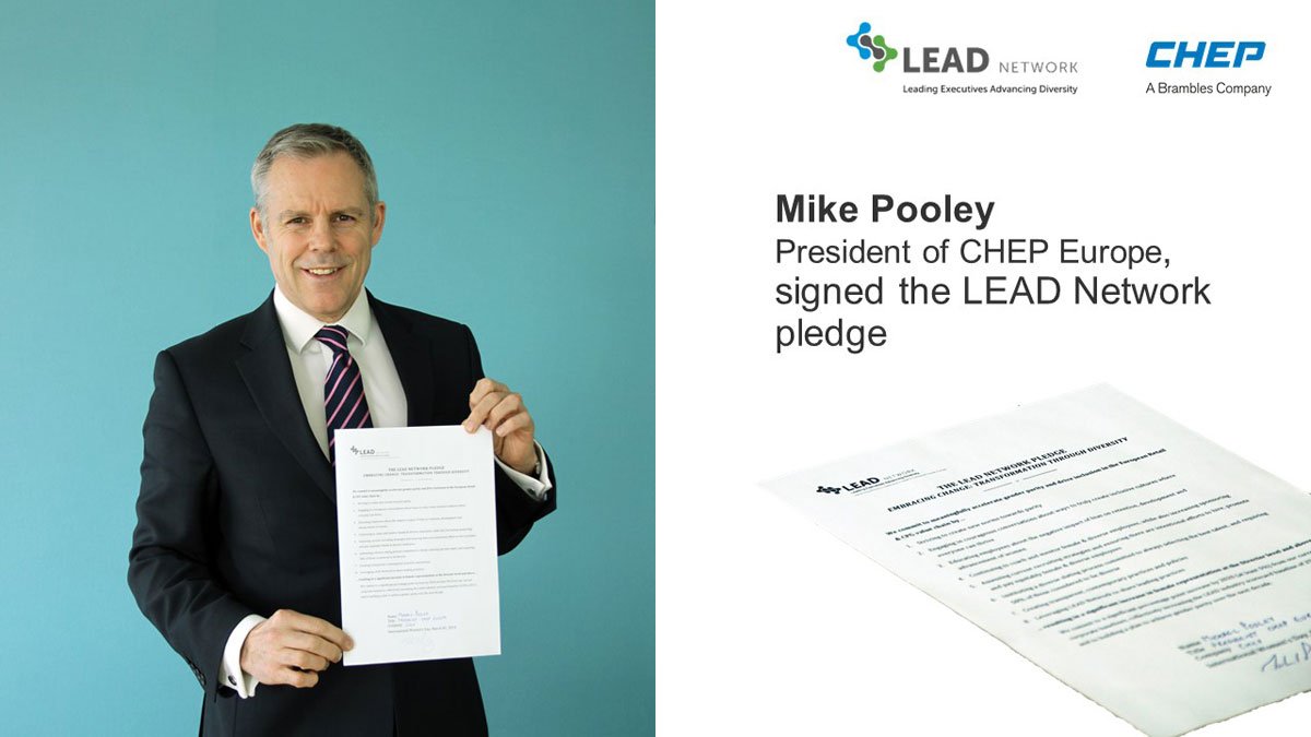 CHEP_SL's tweet photo. Our President of CHEP Europe, Mike Pooley signed the @Lead_eu_net pledge to building a plan to achieve gender parity over the next decade.” CHEP is Bronze Partner of the Lead Network.  
https://t.co/B8Y7SANzBX
#Gender #Diversity #Inclusion #Parity https://t.co/iPj0WQjcxL