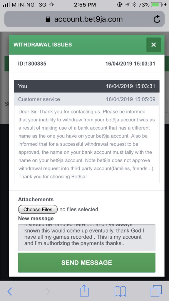 JamesChimzi's tweet photo. @Bet9jaHelp Pls I’ve been using this account for quite sometime now and the issue of the difference in names have never popped up, this isn’t my first winning and I’ve got a video and a picture to that effect...
The pictures below shows proofs https://t.co/lDeO55bNXr