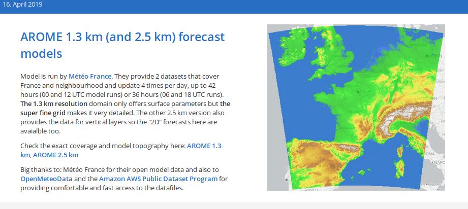 OpenMeteo's tweet photo. AROME models are now available on #Windguru,  using @meteofrance opendata provided by @OpenMeteo and @awscloud!
https://t.co/nRp8g619Jl https://t.co/OWx0SuvDvE