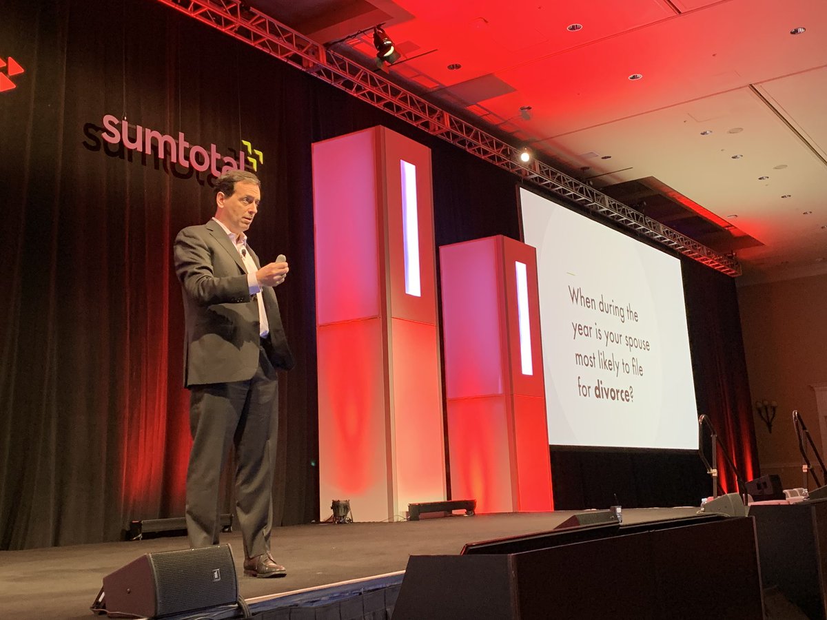Skillsoft's tweet photo. Timing is everything and everything is timing. When do you think people are most likely to file for divorce? #SkillsoftLive #perspectives19 https://t.co/6Uhs3DWjHs
