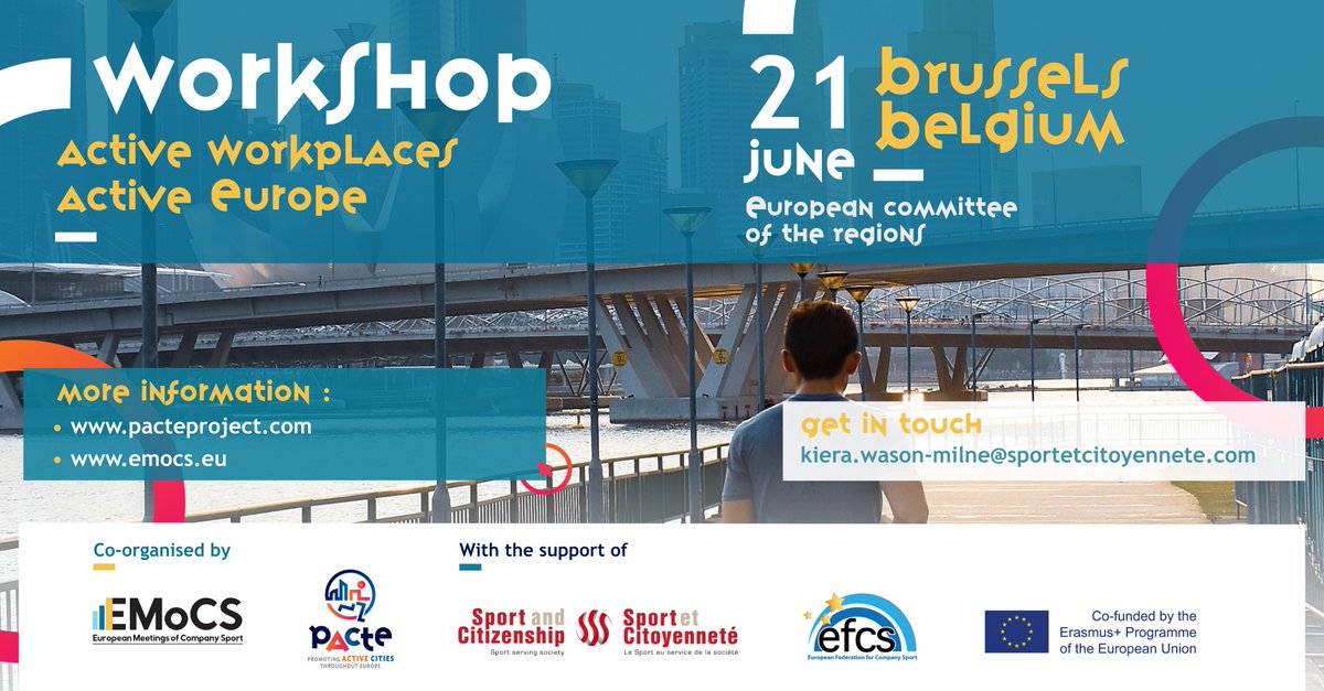 🚨IMPORTANT UPDATE : Please note our workshop on #Activeworkplaces, organised in partneship with <a href="/EMOCS_EFCS/">EMOCS_EFCS</a> will take place on JUNE 21st at <a href="/EU_CoR/">European Committee of the Regions</a> ! 🖱️Contact us to participate ! 😃