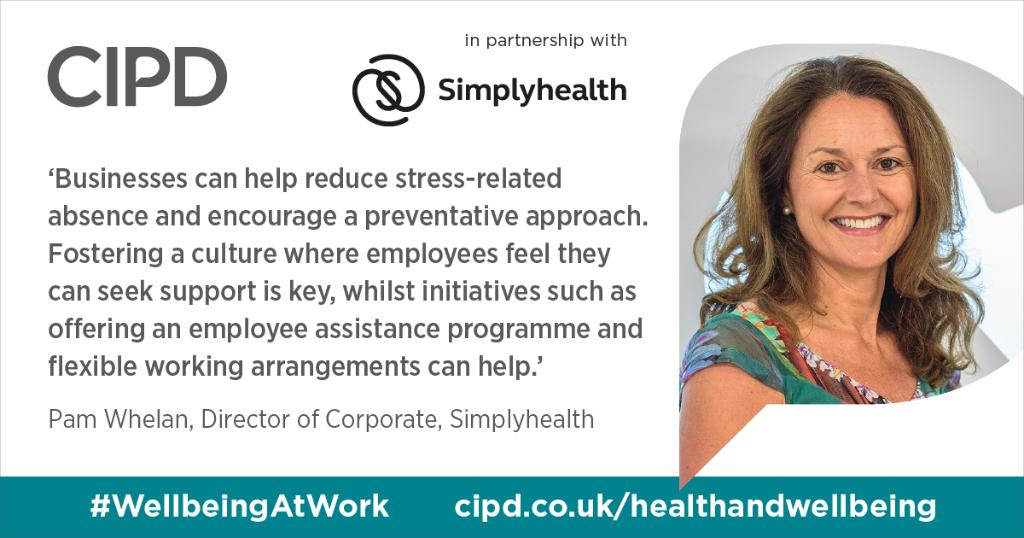 Simply_Thinks's tweet photo. In the Simplyhealth/CIPD #WellbeingatWork survey, mental illl health &amp; stress are named as two of the top causes of longterm absence. Our Director of Corporate, Pam comments on how businesses can help prevent &amp; manage employee stress. Read the report https://t.co/EYwfvHda2a https://t.co/hbvAngmEYE