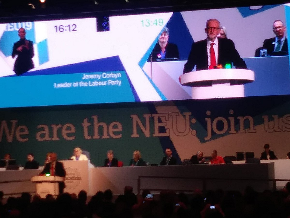 billy_hurren's tweet photo. Jeremy telling the NEU what we've been waiting to hear. #NEU19 https://t.co/9puf8pT69D