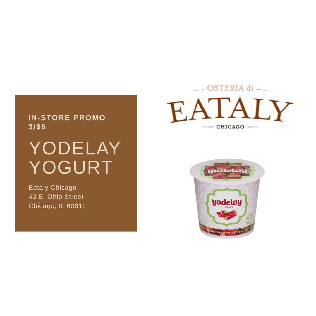 Don’t miss our in-store promo at @EatalyChicago now through the end of April! 🎉

#yodelayyogurt #yogurt #swissyogurt