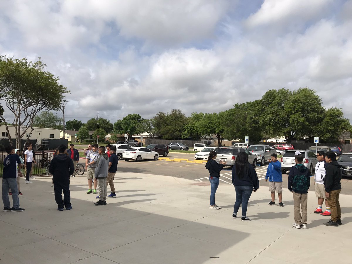 When 8th graders are testing in your portable leaving you homeless, you play team building games outside.