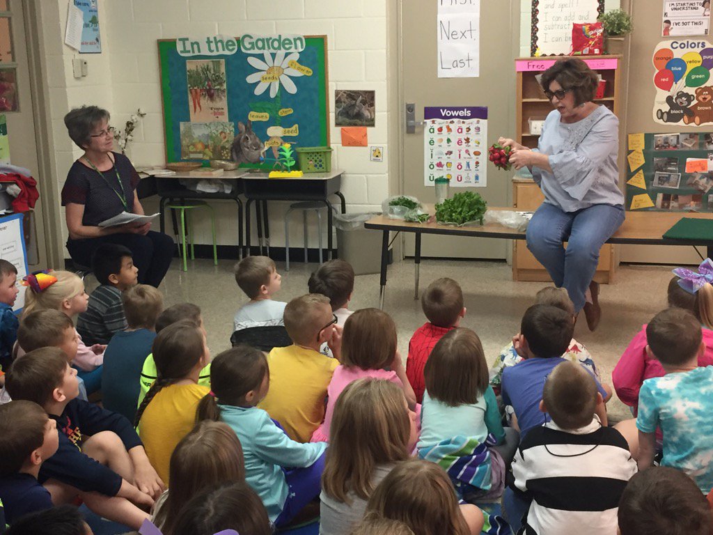 Thank you, Mrs. Harley, for singing The Tale of Peter Rabbit and sharing lettuce leaves, juicy beans, radishes. Yum!