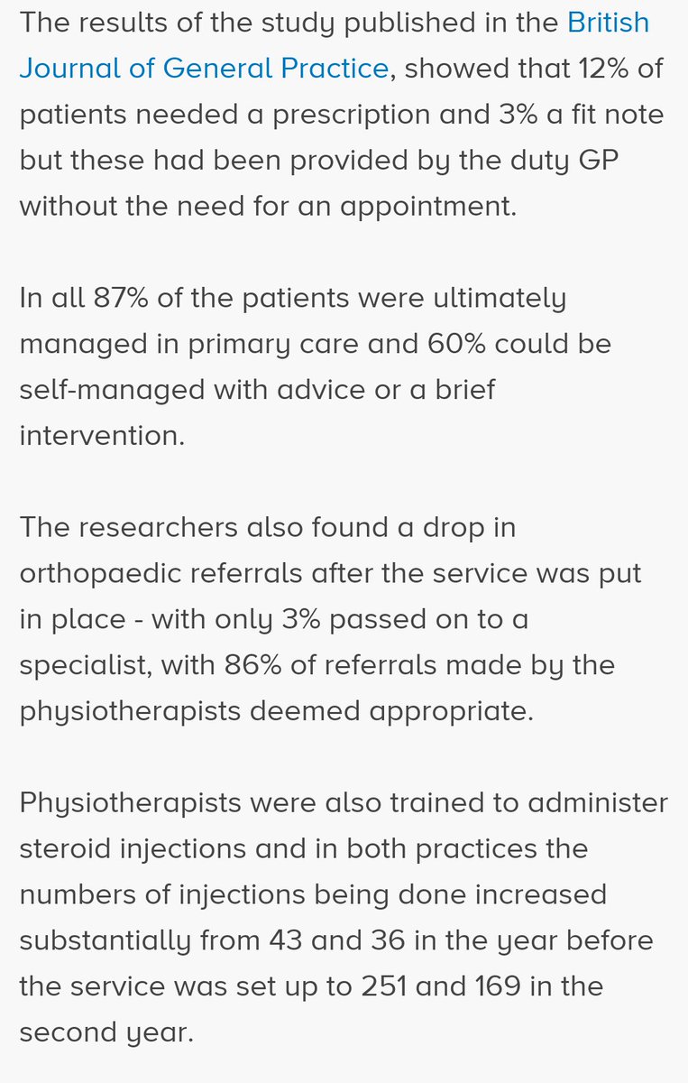 Good piece in @pulsetoday
about #FirstContactPhysio
'First-contact physio can deal with 99% of MSK patients'
👍  pulsetoday.co.uk/clinical/first…