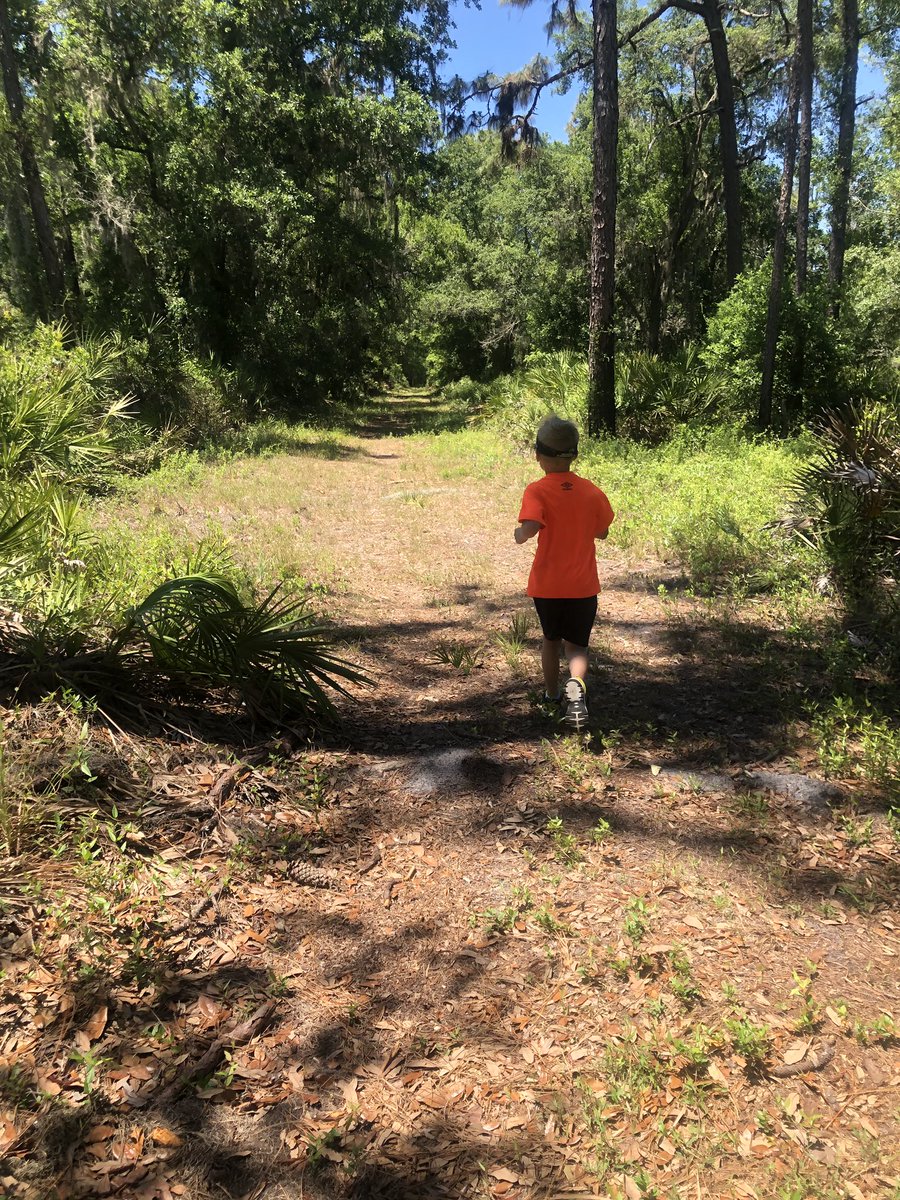 First trail run with my 6 year old- 2 miles through boyette scrub.