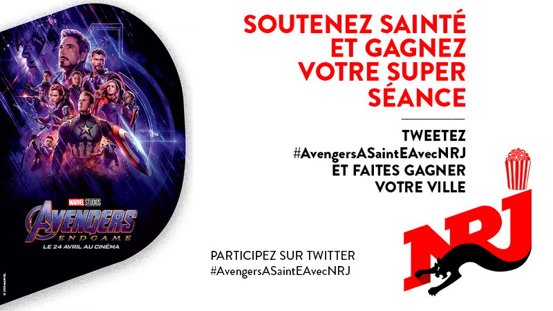 NRJSaintEtienne's tweet photo. 🍿 Gagnez votre Super Séance NRJ privée à #SaintEtienne 🍿
Twittez #AvengersASaintEAvecNRJ et faites gagner Sainté 🤩 https://t.co/e83Egmn2r9