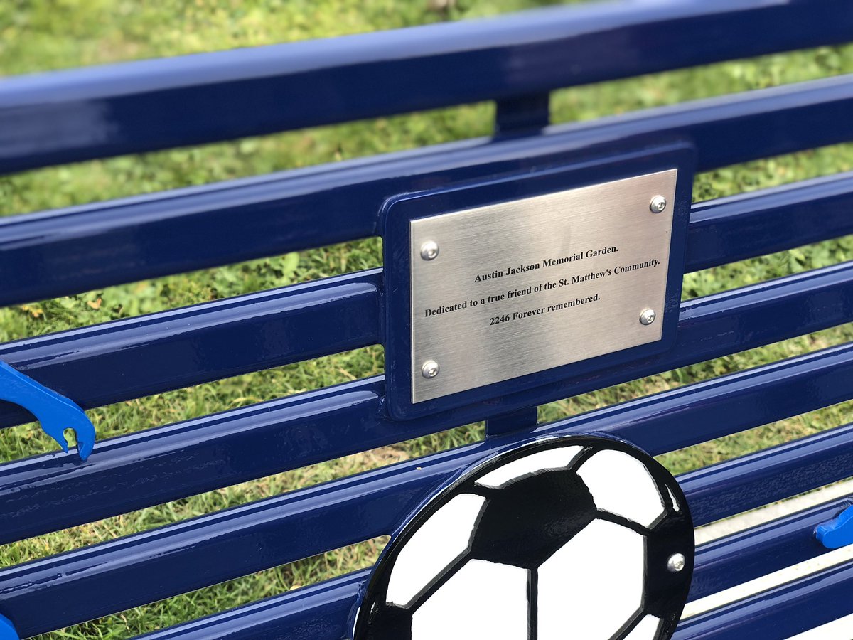 StMatthewsBL's tweet photo. Speeches from members of the community and Austins family unveil a bench in memory of Austin... @CCLeicsPolice @LPStMatthews #stmatthews #community #leicester https://t.co/DDdql5tz0u